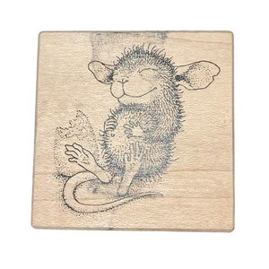 House Mouse Mudpie Stuffed Rubber Stamp, Vintage Stampa Rosa 113, 1998.